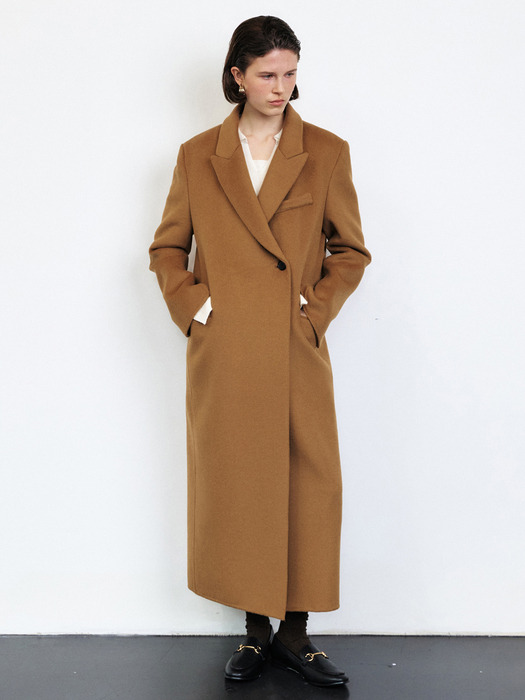 HANDMADE SILK BLENDED CASHMERE COAT [CAMEL][BLACK]