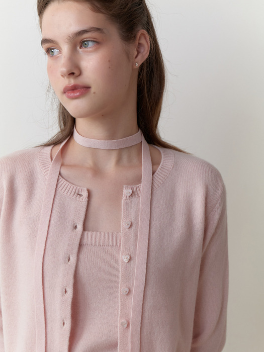 Moat cardigan set_3piece (baby pink)