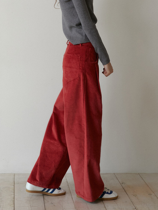 Corduroy Wide Pants (Brick Red)