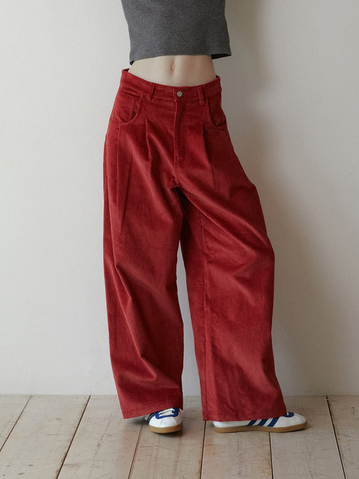 Corduroy Wide Pants (Brick Red)