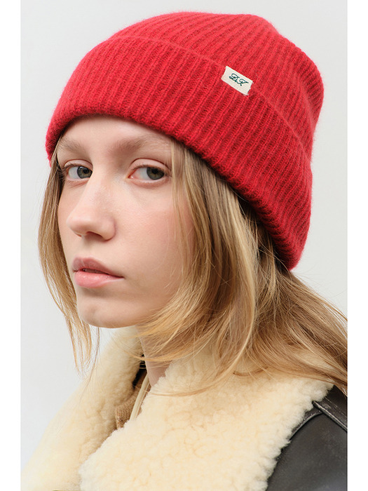 WHOLEGARMENT KNIT BEANIE RED_UDHE4F101R2