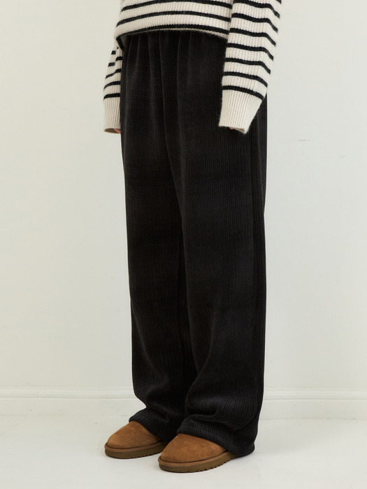 W/Flannel Fleece Corduroy Pants BLACK