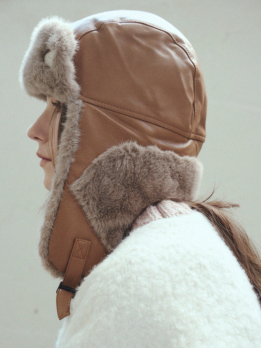 Full leather fur trooper hat_3color