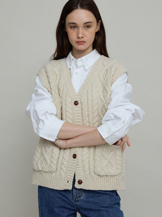 Irish fisherman vest_ecru