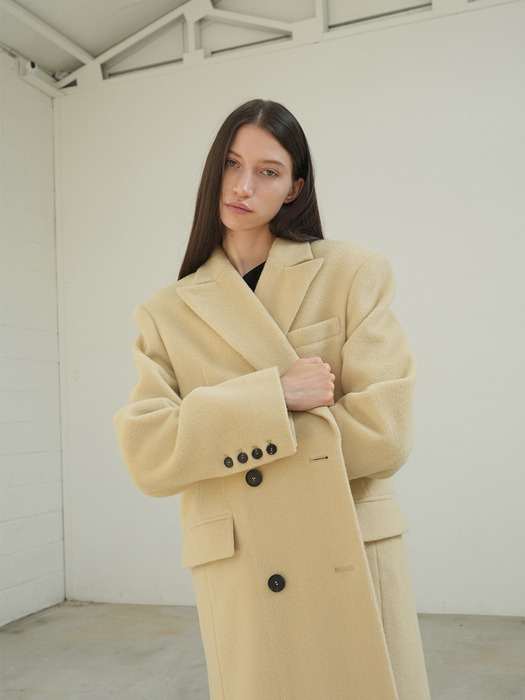 [WOOL 100%] DOUBLE LONG WOOL COAT / BUTTER