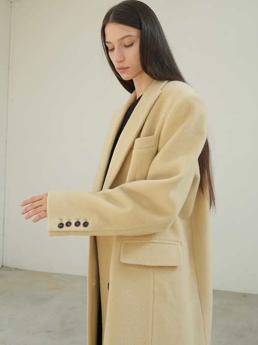 [WOOL 100%] DOUBLE LONG WOOL COAT / BUTTER