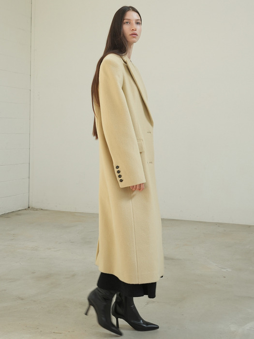 [WOOL 100%] DOUBLE LONG WOOL COAT / BUTTER