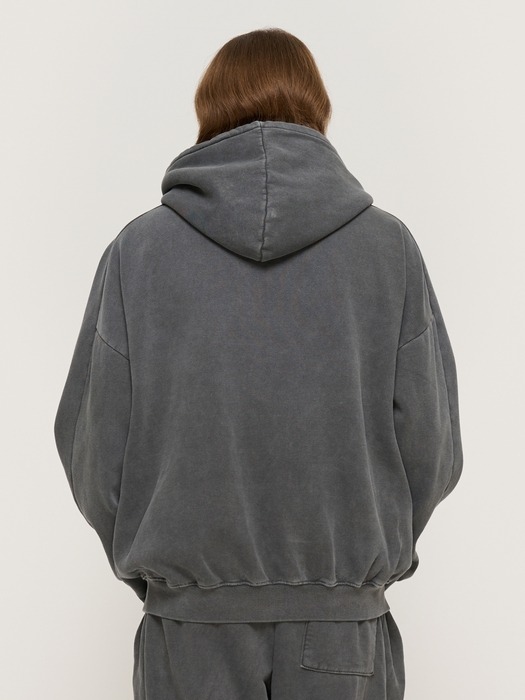 PIGMENT DYING HOOD ZIP-UP (CHARCOAL)