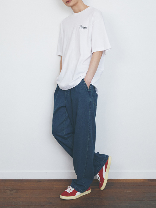 COLUMBIA TRAJAN LABEL BELTED ALL-ROUND DENIM PANTS 미드나잇데님