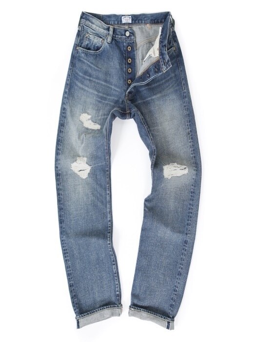 LOT 1203D SELVEDGE WASHED DENIM [WASHED INDIGO]