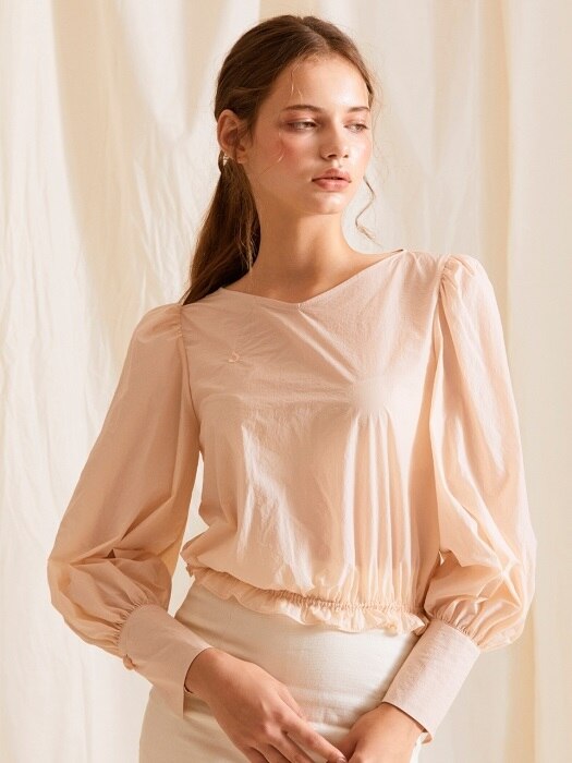 volume short blouse_pink beige