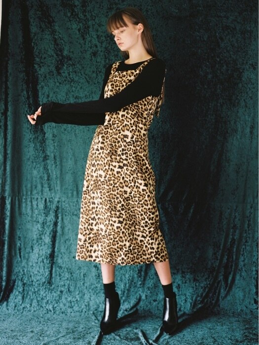 18fw rosier check sleeveless dress leopard
