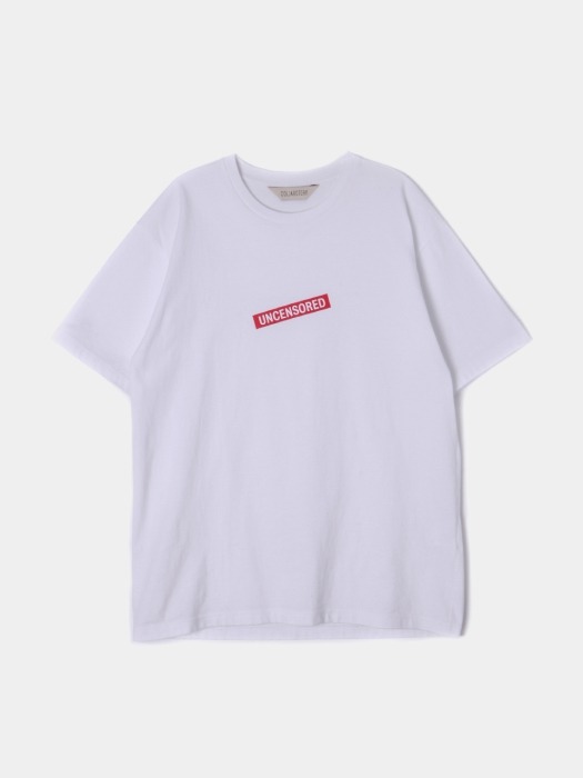 [EBAMB2001M]UNCENSORED 로고 티셔츠_WHITE