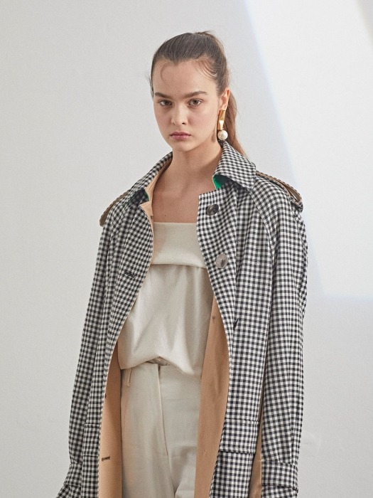 Bruxelle Oversized Trench Coat _ Gingham check