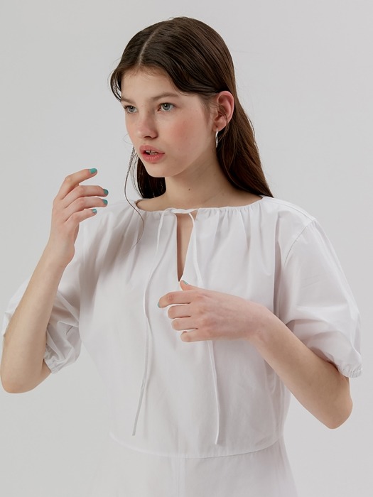 Shirring Onepiece [White]