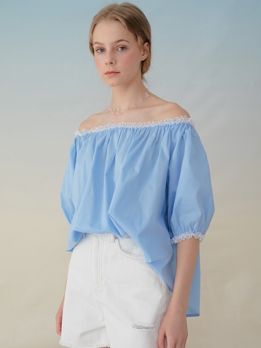 monts939 lace off-shoulder blouse (sky blue)