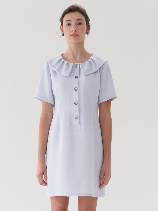 collar mini dress-lightblue