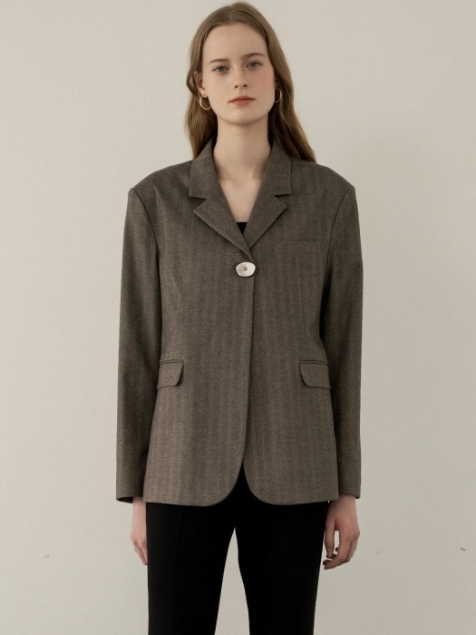 comos244 point-button single jacket (brown)