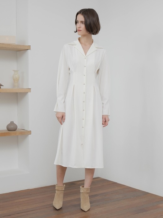 PEARL BUTTON TUCK ONE-PIECE_IVORY
