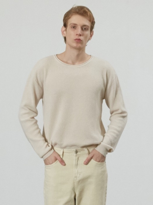 Cashmere Ribbed Sweater (Ivory)