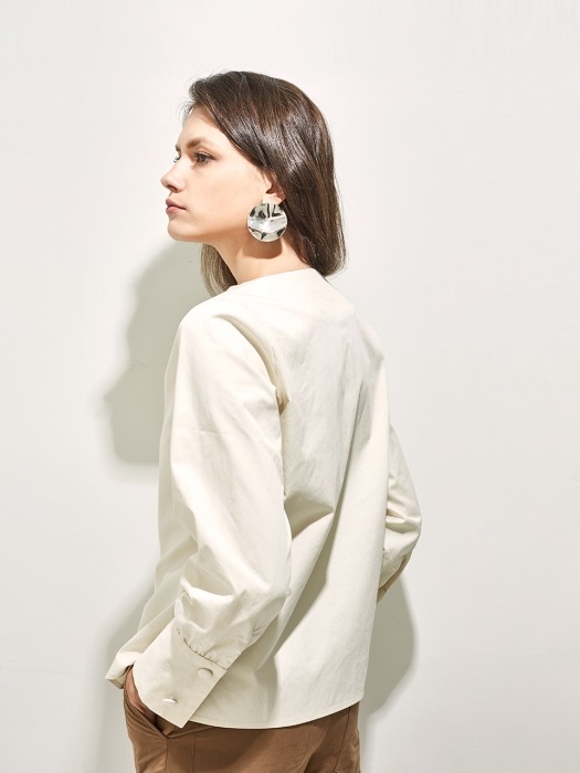 DANTE NO COLLAR BLOUSE _ CREAM