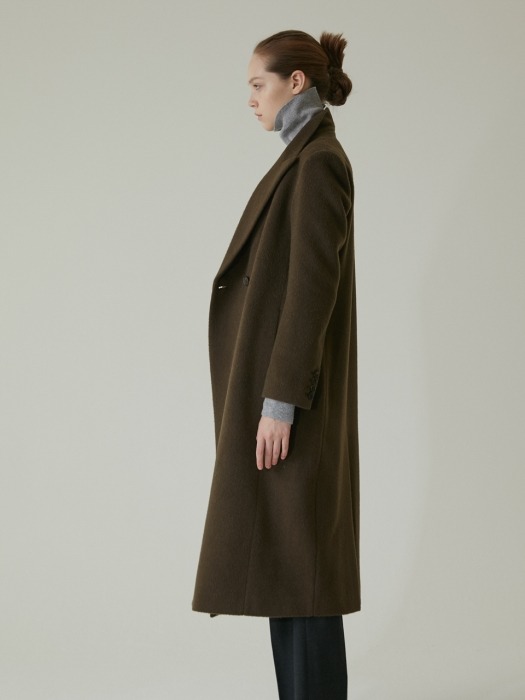 DOUBLE SIMPLE LONG COAT-KHAKI