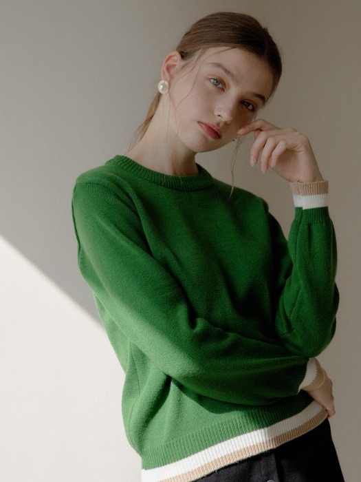 COLOR ROUND KNIT_GREEN
