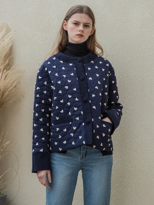 Heart Quilting Jacket Navy
