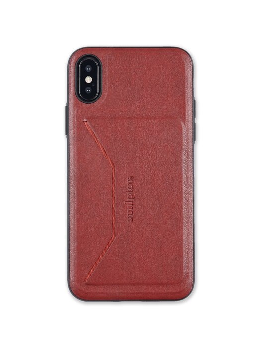 Faux leather Card Holder Phone Case [VINTAGE RED]