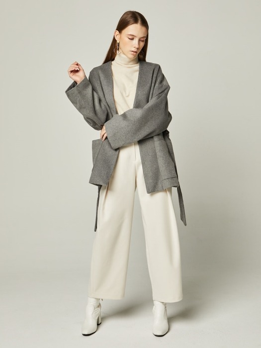 19WN WOOL HALF COAT Dark Gray