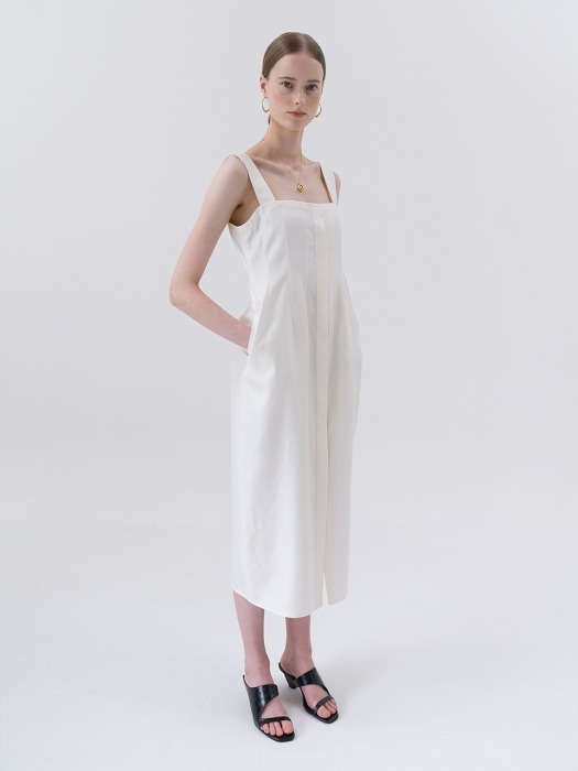 SS20 실크 Jacquard Silk Slip Dress White
