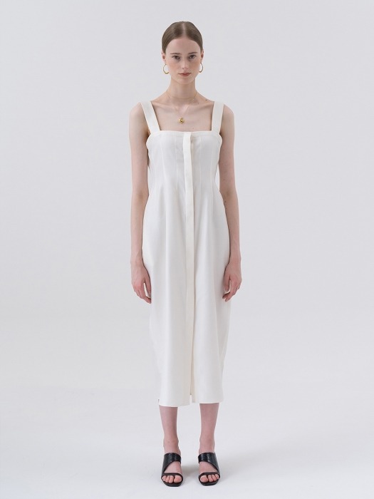 SS20 실크 Jacquard Silk Slip Dress White