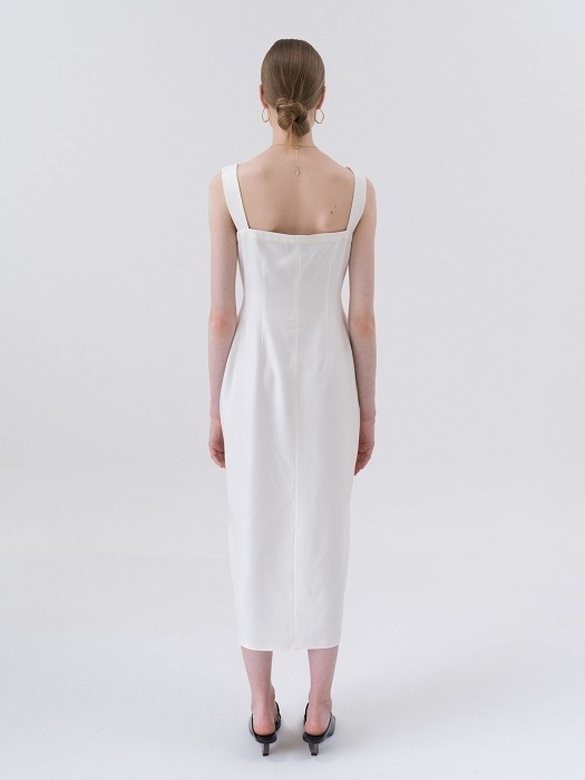 SS20 실크 Jacquard Silk Slip Dress White