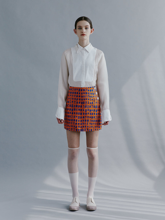 Linen Short Skirt_Orange