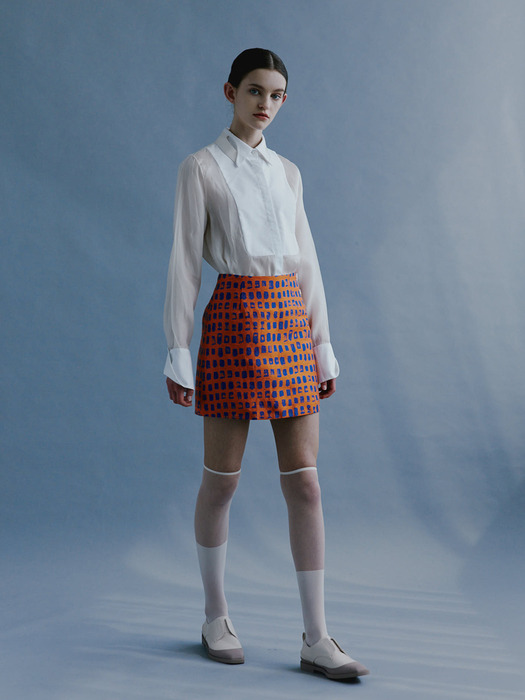 Linen Short Skirt_Orange