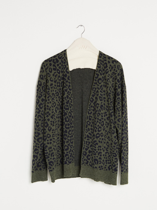 Leopard-pattern Cardigan [D.olive]