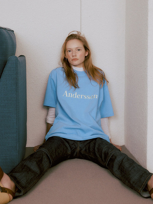 UNISEX ANDERSSON SIGNATURE EMBROIDERY T-SHIRT atb211u_BLUE