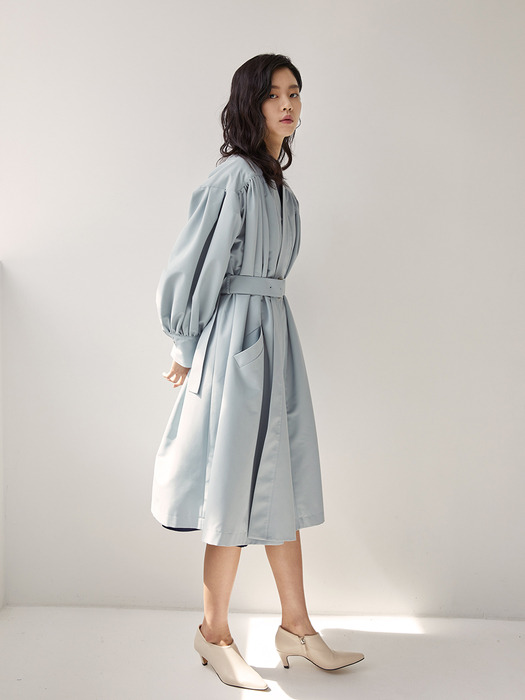 Gathered trench coat_Mint