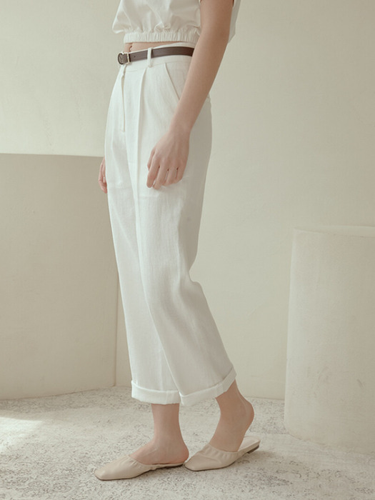 linen pin tuck pants[white]