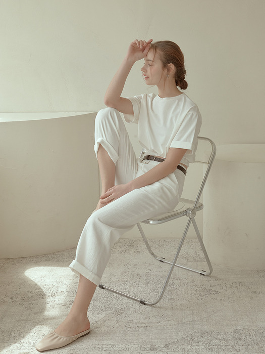 linen pin tuck pants[white]