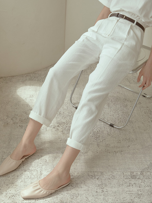 linen pin tuck pants[white]