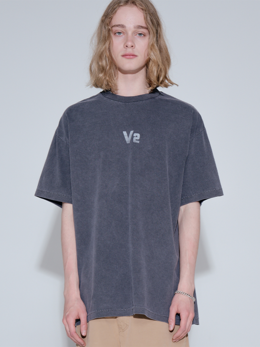 Overfit pigment logo graphic T-shirt_charcoal