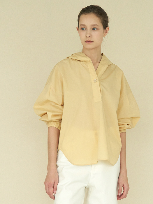 bubble sleeve hoody blouse (yellow)