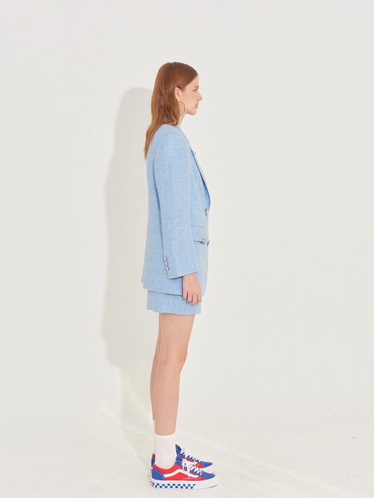 Not so classic Oversized Linen Jacket [Baby Blue]