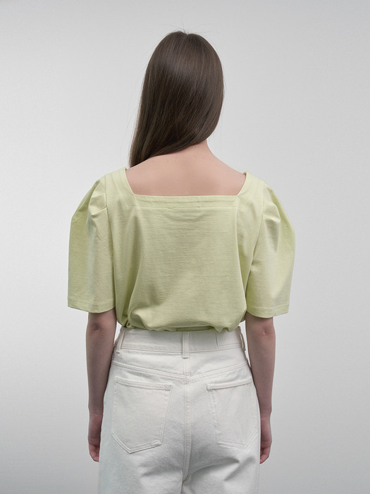 Square-Neck Puff-Sleeved T-Shirt (mint)