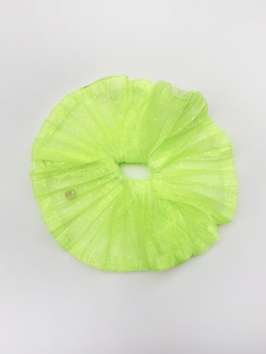 Dot pleats scrunchie (Neon green)