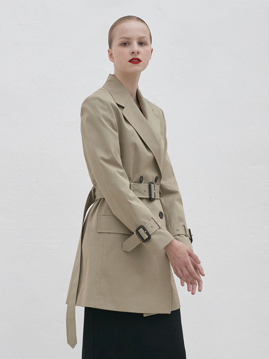 half trench jacket (light khaki)