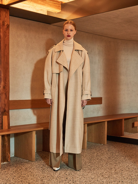 MANUEL Belted Wool Trench Coat_Oatmeal