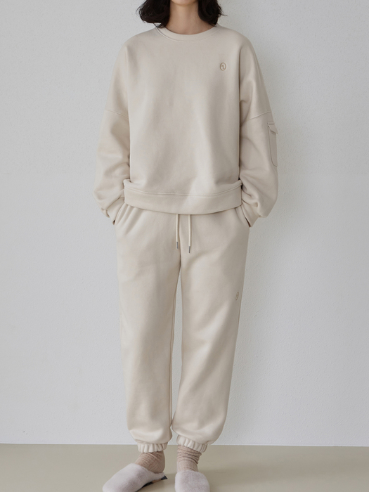 POCKET SWEAT SHIRTS-CREAM