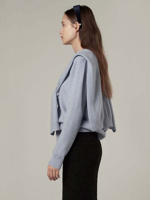 [EXCLUSIVE] Wool muffler layered pullover - Sky blue
